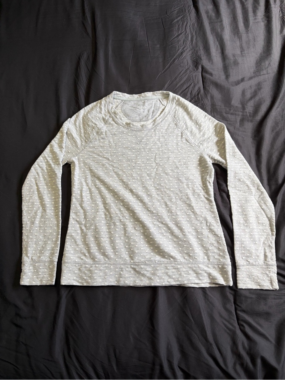 Merona Gray long sleeve shirt with white polka dots. Size M.